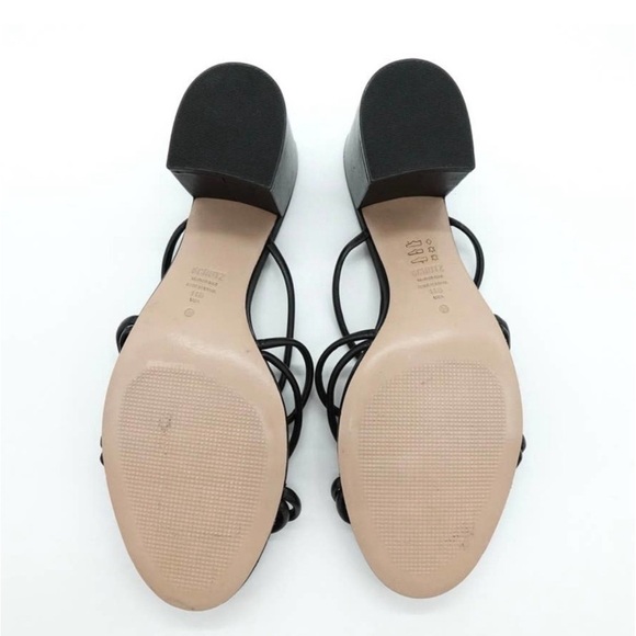 SCHUTZ Princey Strappy Sandal Womens 9.5 Black Knotted Block Heel Slide Slip On - Picture 6 of 11